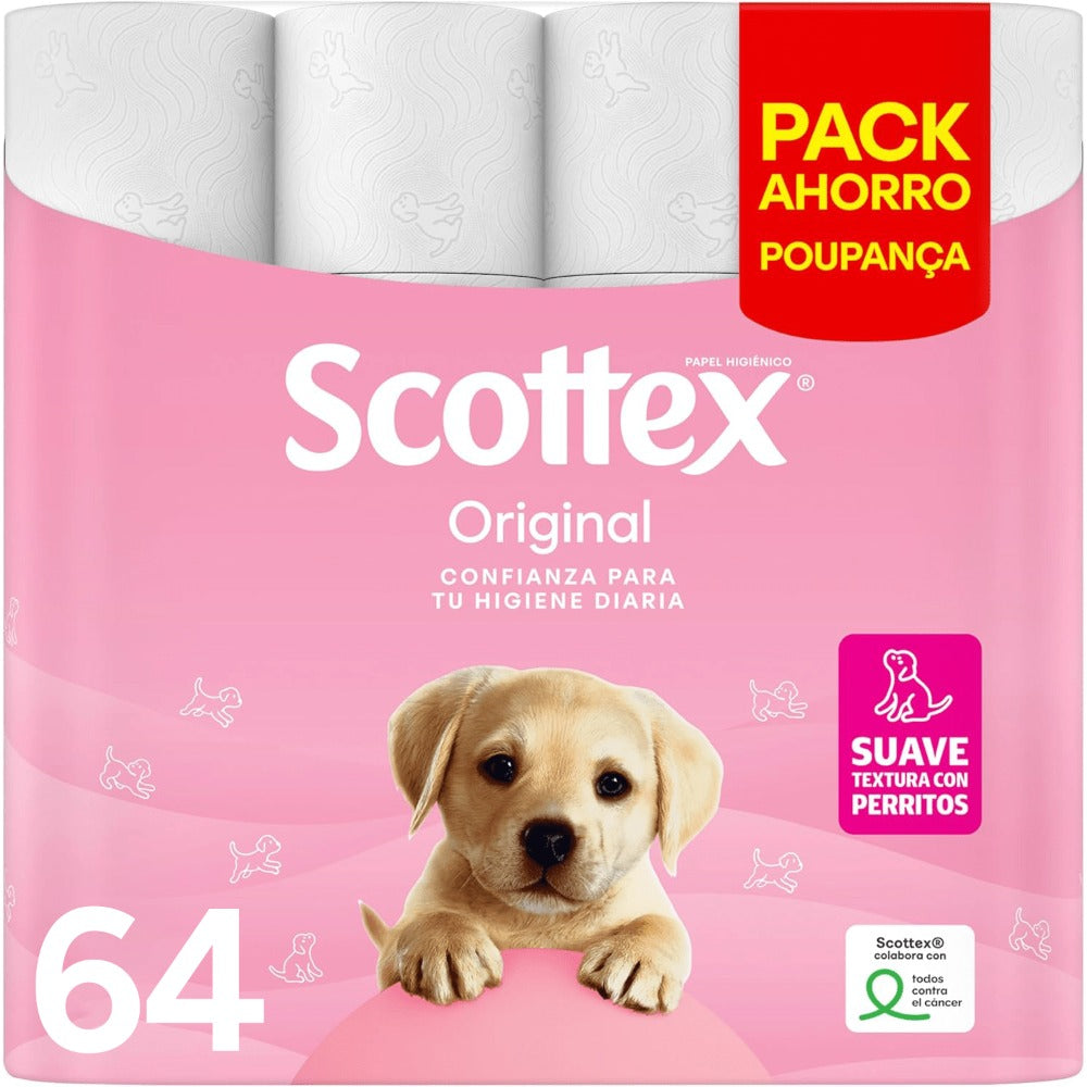 Scottex Papel Higiénico, Rollos De Dos Capas Que Proporcionan El Equilibrio Correcto De Suavidad Y Resistencia