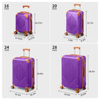 Juego de equipaje rígido morado oscuro combinado con marrón, 4/5 piezas, maleta rígida expandible con ruedas giratorias, equipaje de viaje ligero (12/16/20/24/28 pulgadas)