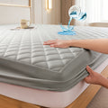 Protector de colchón acolchado impermeable refrescante de verano, 1 pieza, funda de cama ajustada ultrasuave y transpirable con bolsillo profundo, ropa de cama hipoalergénica y lavable a máquina para dormitorio, hotel y residencia de estudiantes, sin fund