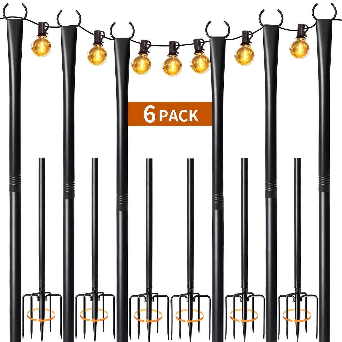 Postes metálicos para guirnaldas | Patio jardín fiestas y decoración