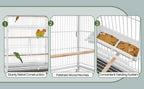 Jaula para pájaros con ruedas, 132 cm de altura, jaula grande para aves, pájaros y loros con compartimento de almacenamiento