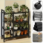 Estantes de cocina verticales ajustables, estantes abiertos de cuatro niveles con tres cestas de malla metálica, estantes de almacenamiento con poleas, estantes de organización de almacenamiento de cocina de gran capacidad, adecuados para cocinas, salas d