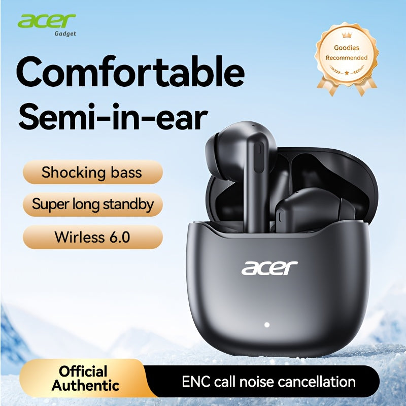 Auriculares Bluetooth | [Producto oficial auténtico de Acer] Auriculares inalámbricos TWS OHR617 con graves profundos, sonido estéreo, batería de