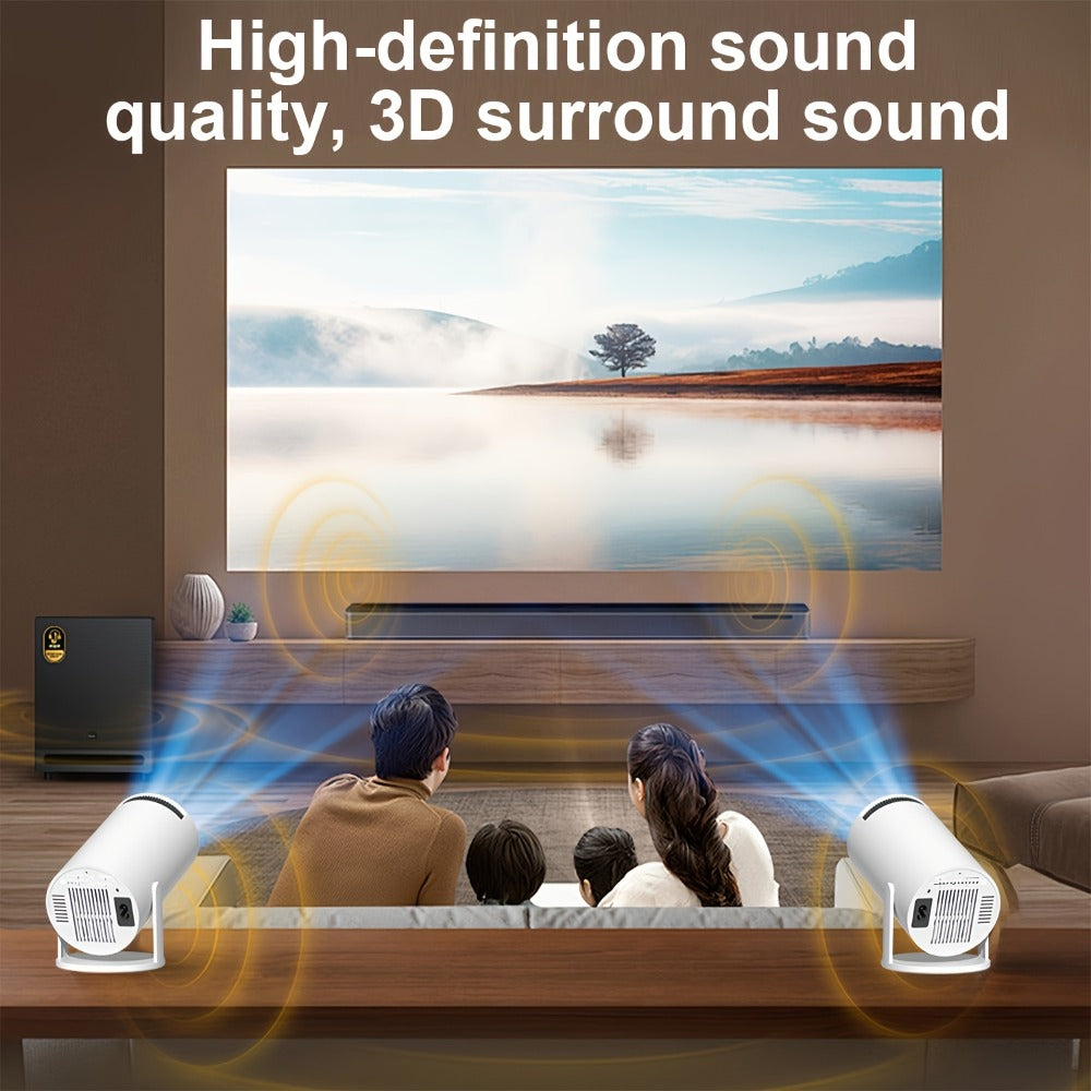 Proyector Inteligente, Decodificación Nativa 1080P Full HD 4K, Android 11.0 OS, WiFi 6 y Wireless 5.4, Proyector de Películas Giratorio 270°, Mirroring Inalámbrico para IOS/Android/Tablet.