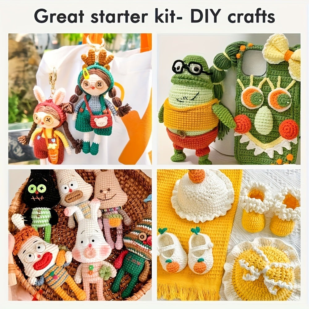 Kit de croché de 40/113 piezas con juego de hilos de 1828.8 metros surtidos para tejer y crochetear, juego de 73 accesorios de croché que incluye ganchillos ergonómicos, agujas de tejer y más, kit ideal para principiantes