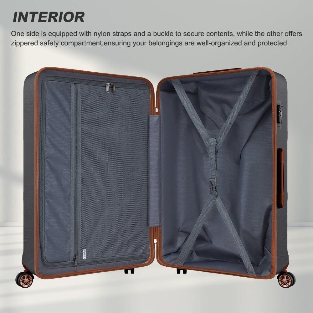 Kono ABS+PC Maleta Extra Grande de 32 Pulgadas, Diseño Horizontal Esculpidor, Equipaje Rígido con Ruedas y Mango Telescópico