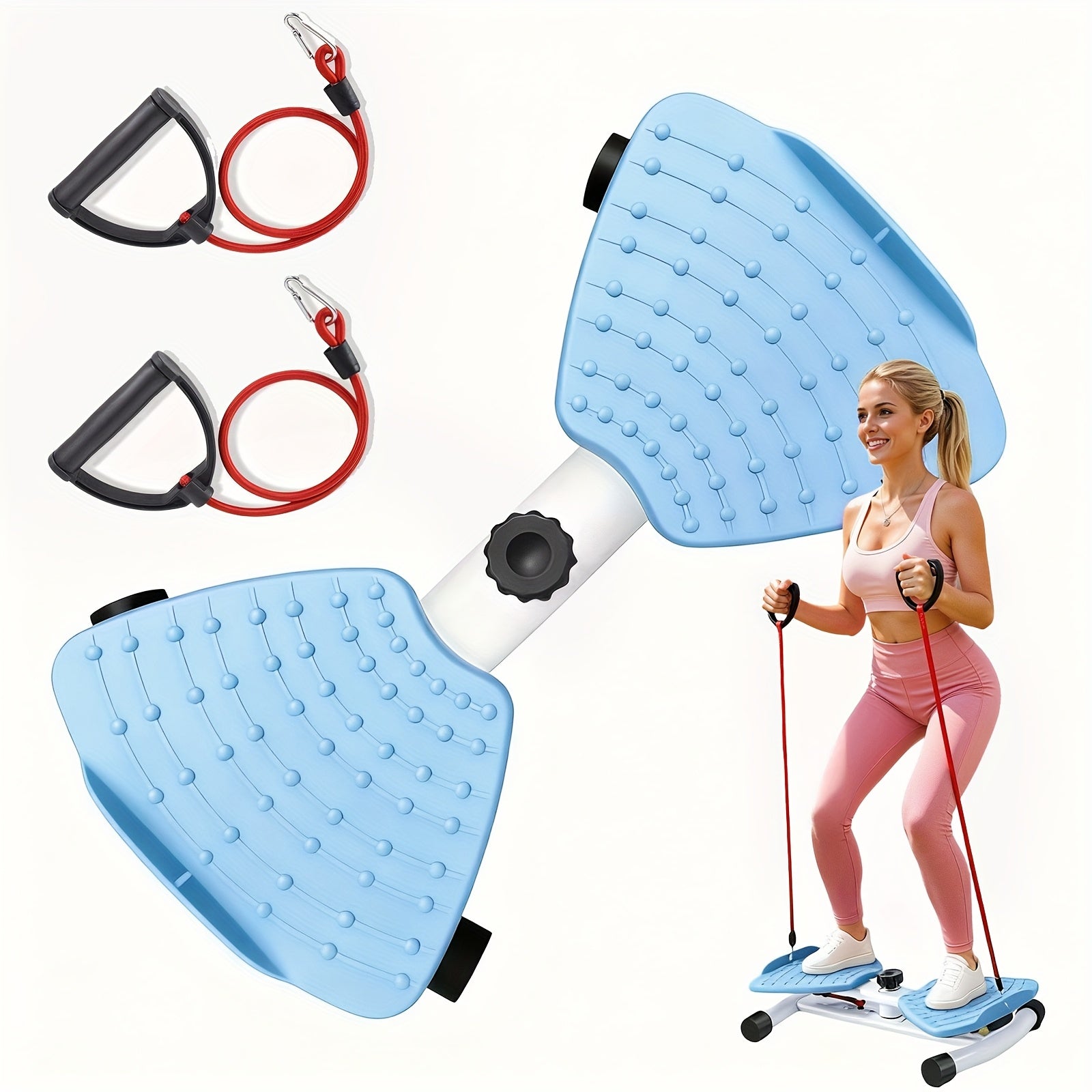 Tabla de torsión de cintura, tabla de torsión para ejercicio, máquina de ejercicio de torsión de cintura, herramienta de fitness de torsión de cintura, diseño de masaje de pies, tabla de 53.01 cm con dos cuerdas de 76.2 cm de largo, adecuada para gimnasio