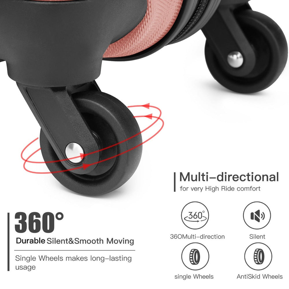 Diseño horizontal desnudo de gran capacidad con cerradura TSA ruedas giratorias maleta de shell duro ABS para regreso a clases regalo de vacaciones