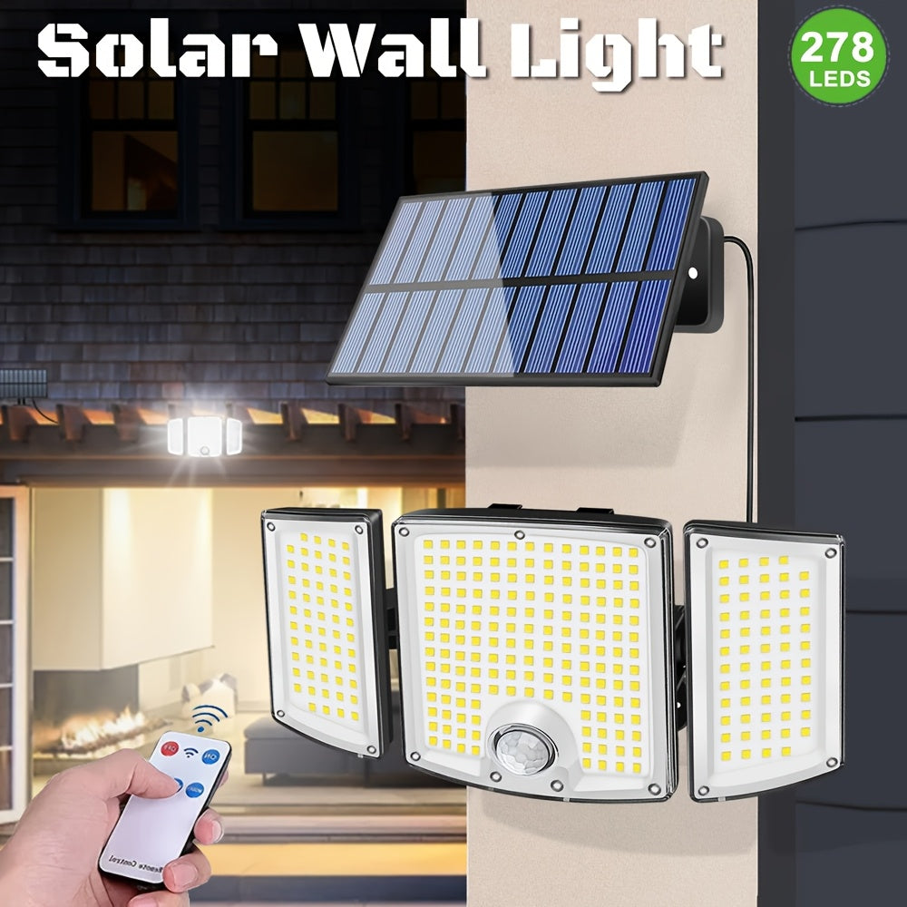 Luz solar LED con sensor de movimiento 4pcs | Para jardín, patio, garaje y seguridad exterior