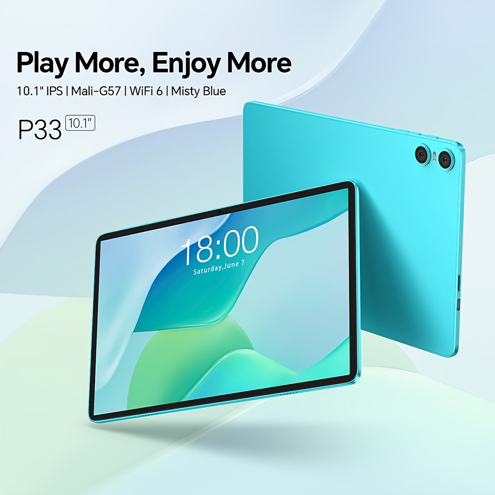 Tabletas Android | Teclast P33 Tablet de 10.1 pulgadas IPS, 9GB (3+6GB Virtual) RAM, 64GB ROM, Android 15, WiFi6, Batería de 6000mAh, Carga
