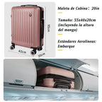 Maleta De Cabina Exclusiva Para Vuelos Europeos, Ideal Para Vacaciones De Verano Y Viajes A La Playa. Dimensiones Precisas De 55×40×20 Cm, Diseño Rígido Resistente Con 4 Ruedas Giratorias 360°, Tirador Telescópico Suave Y Cerradura De Seguridad. Ligera Y