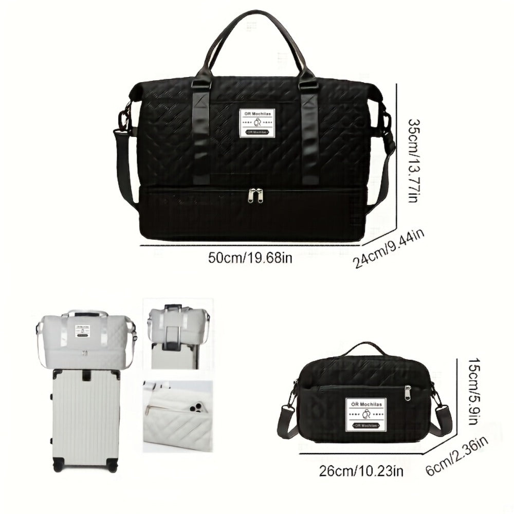 Set de Bolso Duffel de Viaje, Bolso de Fin de Semana para Mujer con Bolso de Hombro, Bolso de Mano de Noche con Compartimento para Zapatos, Bolso de Gimnasio para Yoga con Bolsa para Zapatos con Bolsillo Húmedo, Bolso de Hospital para el Trabajo de Parto