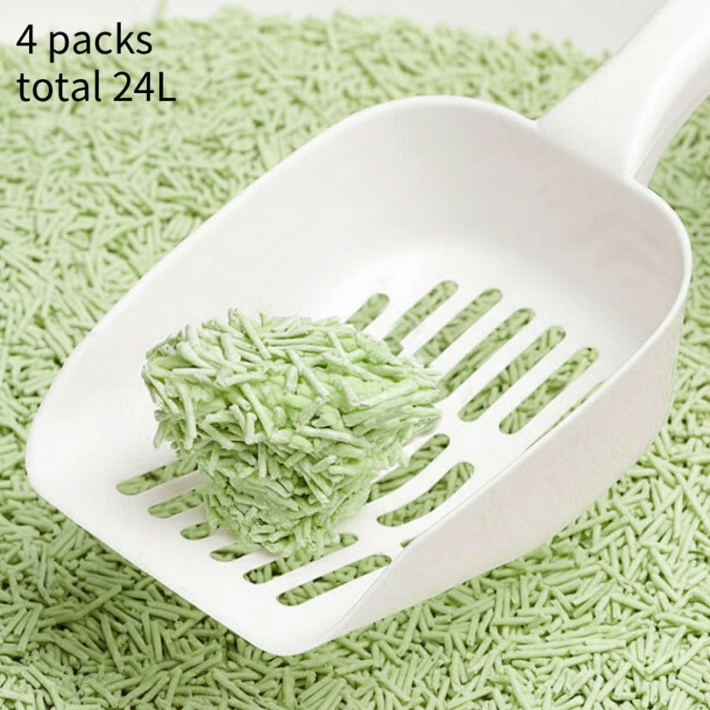 Arenero para gatos de tofu 6L - Sin polvo, fácil de formar bolas, control de olores - y seguro para gatitos - Paquete de 4 bolsas