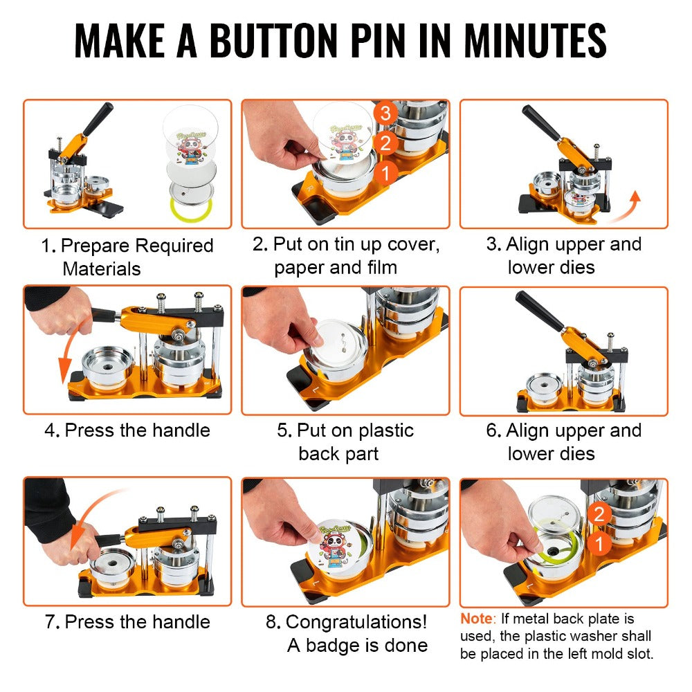Máquina para hacer botones VEVOR, kit de prensa para hacer insignias de 75 mm (3 pulgadas), máquina para hacer pines de regalo para niños, suministros para hacer botones con 500 piezas de botones y cortador de círculos & libro mágico