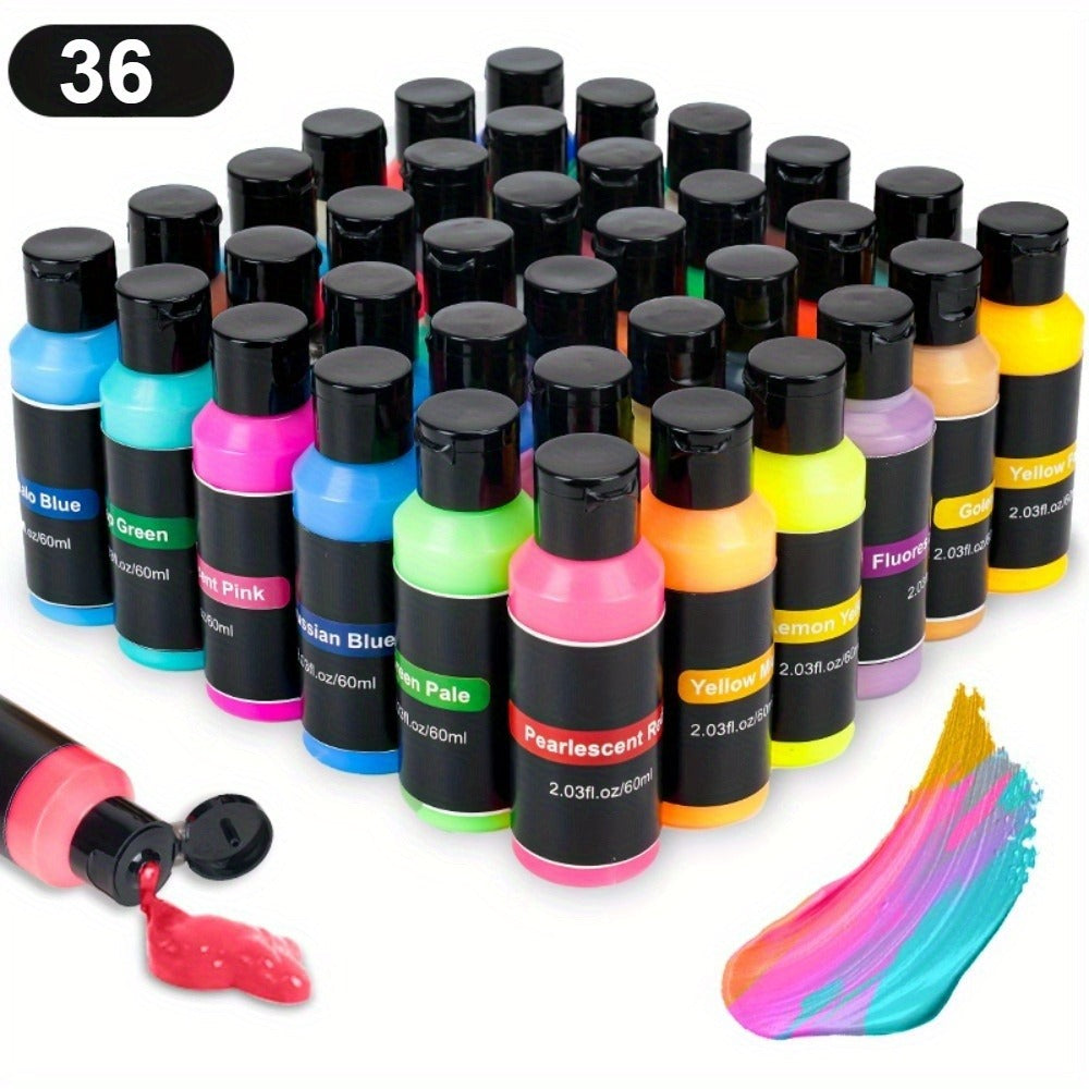 12/24/36 Colores de Pintura para Aerógrafo, 60ml/Botella, Kit de Pinturas para Aerografía, Combinación para DIY, Acuarela, Óleo, etc., Set Listo para Pulverizar a Base de Agua para Principiantes y Artistas