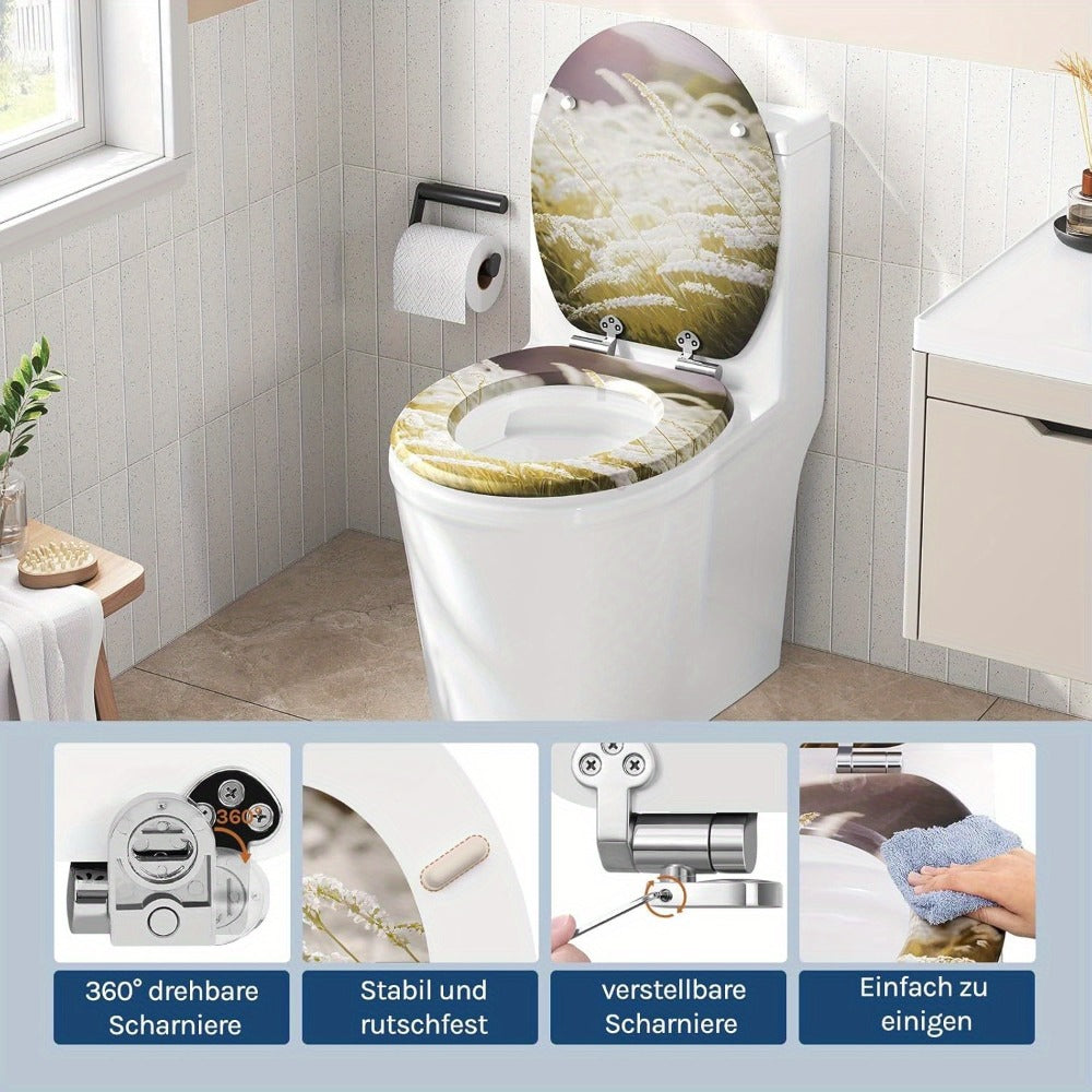 Asiento de inodoro con cierre suave de madera | Para baño y sustitución rápida