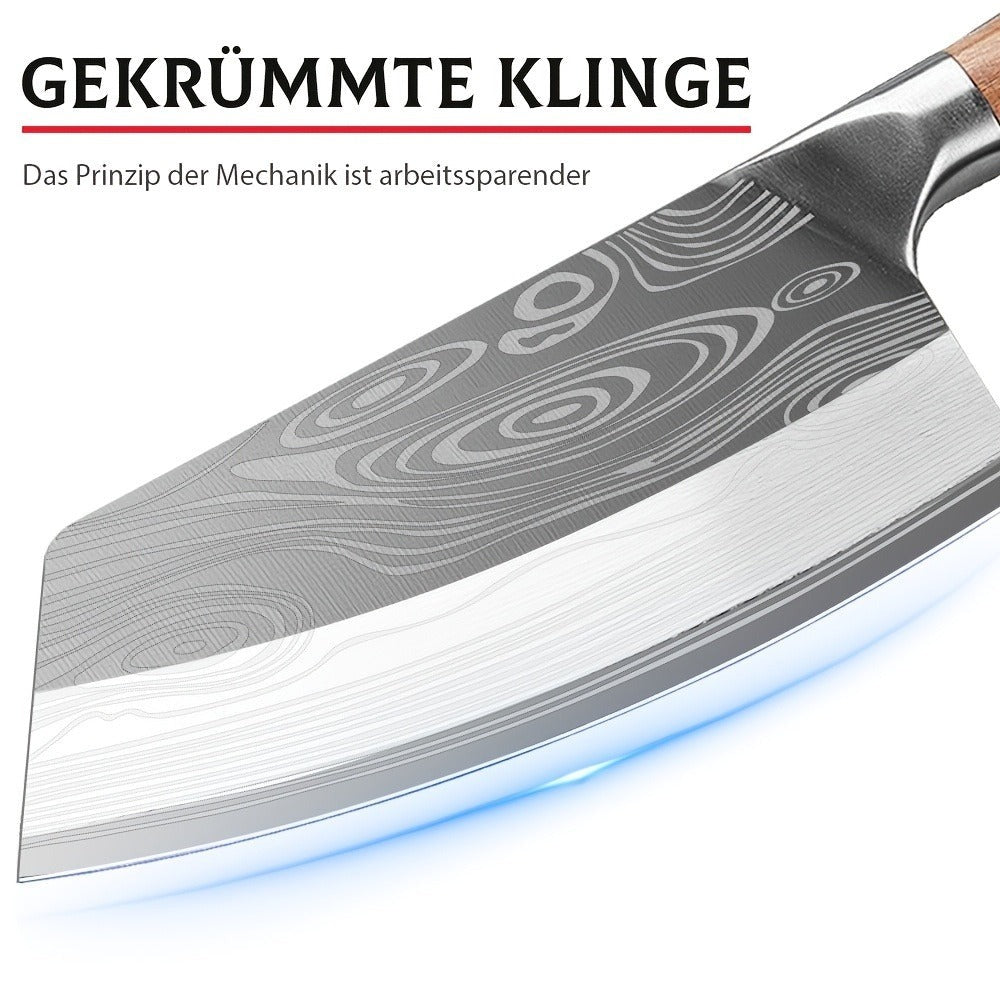 Cuchillo de Cocina Damasco, Maza de Carne y Verduras Forjada a Mano con una Hoja Afilada y un Mango Ergonómico Antideslizante Diseñado Específicamente para la Preparación Culinaria Presentado en una Elegante Caja de Regalo Ideal Como Regalo de Vacaciones