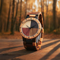 LeeEv Fashion Relojes Clásicos de Madera Ligera para Mujer en Colores Mezclados, Reloj Analógico de Cuarzo Grabado en Madera Colorida Hecho a Mano para Mujer y Regalo