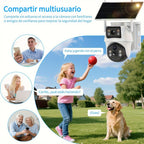XIAOVV Cámara de Seguridad Solar de Doble Lente de 8MP, Alimentada por Batería, Conexión Wifi 2.4G, Visión Nocturna a Color, Seguimiento Automático de Humanos, Audio Bidireccional, Cámara de Vigilancia Inalámbrica PTZ para el Hogar con Rotación Horizontal
