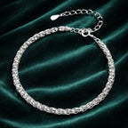 Pulsera tejida para mujer de plata de ley 925 - Elegante collar de plata tejido fino para mujer, regalo de joyería ajustable