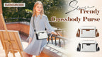 Bolso bandolera para mujer pequeño de cuero sintético vegano, bolso de hombro acolchado de moda con correa ancha