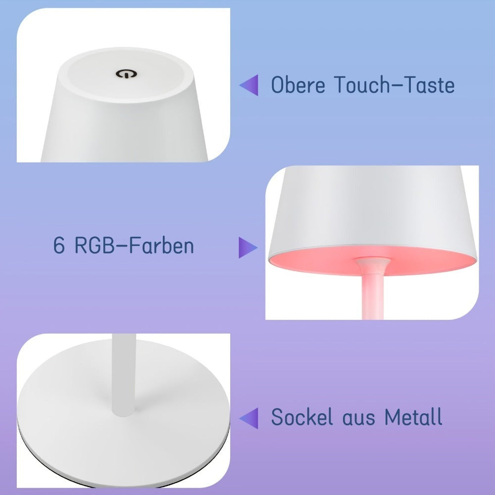 2 Lámparas de Mesa LED Inalámbricas - Lámpara de Noche táctil regulable, Lámpara de Mesa Negra, Lámpara de Noche USB Recargable de Metal para Mesita de Noche y Escritorio (Paquete de 2)