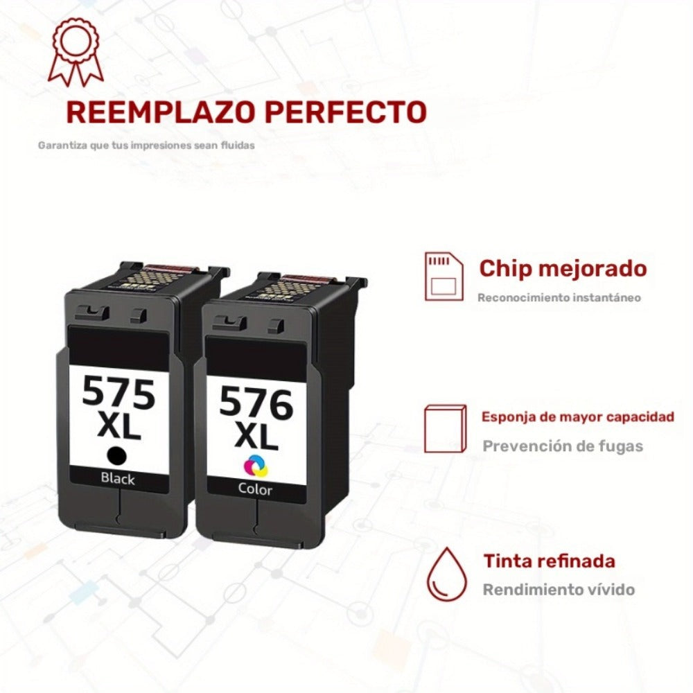 Cartuchos de Tinta 575 XL 576 XL Compatibles con Canon 575 576 Cartuchos de Tinta y Color para Canon PIXMA TS3550i TR4750i TR4751i TS3551i Paquete de 2
