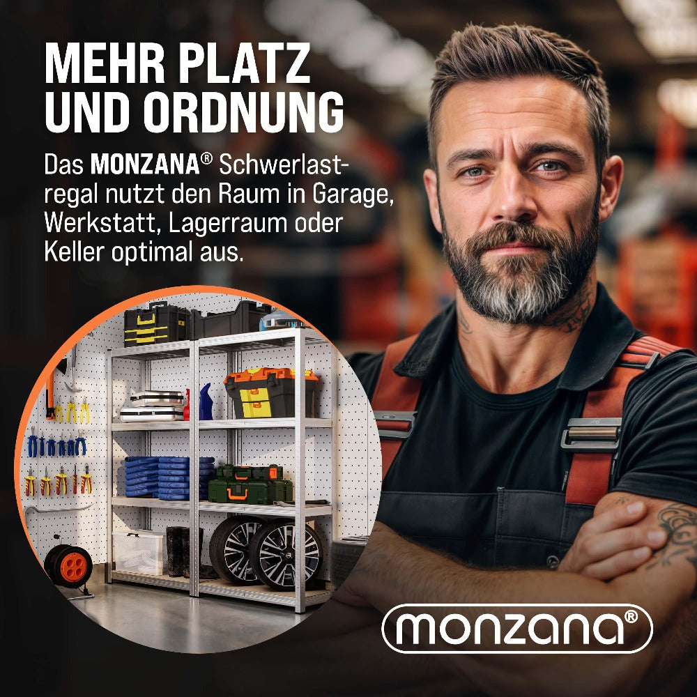 MONZANA® Estantería Robusta 2x 170x75x30cm 560kg 4 Estantes de MDF Almacenamiento Rack Sótano Tablero Perforado Taller