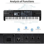 Piano electrónico de 61 teclas, piano ideal para principiantes, piano electrónico portátil, con 16 tonos, 8 efectos de sonido de percusión, 10 ritmos, 6 demostraciones, altavoces incorporados, sonido de alta calidad, es la mejor opción para entusiastas de