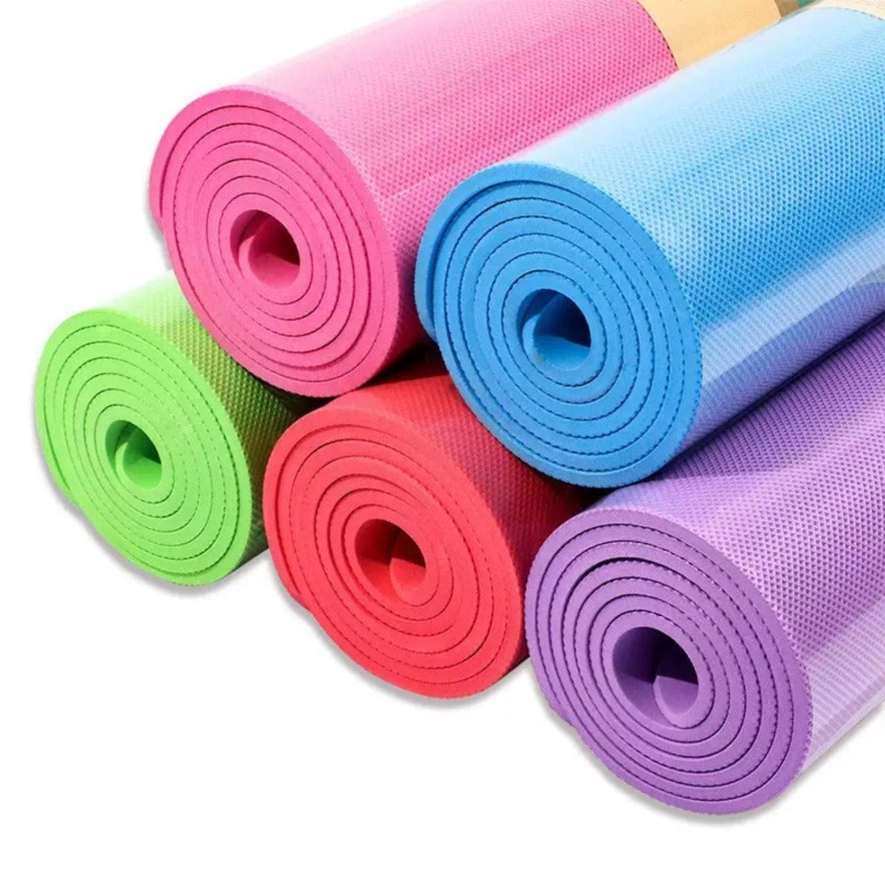 1 paquete - 6mm / 8 mm/10mm (morado / negro / Rosa / azul / gris) almohadilla de yoga antideslizante antisísmica engrosada, estera de yoga sólida duradera 183 * 61cm, almohadilla de fitness de amortiguación grande, almohadilla de fitness universal para ho