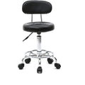 Taburete de oficina Bonnlo | Rodante, giro de 360°, altura ajustable, material de PVC, forma redonda, respaldo negro para estudio de uñas, salón de belleza, spas y oficinas