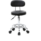 Taburete de oficina Bonnlo | Rodante, giro de 360°, altura ajustable, material de PVC, forma redonda, respaldo negro para estudio de uñas, salón de belleza, spas y oficinas
