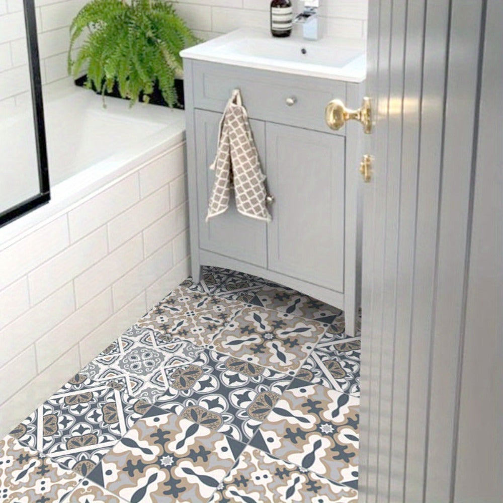 10 piezas, Pegatinas de Azulejos Impermeables para Baño, Inodoro y Sala de Estar - Antideslizantes, Autoadhesivas, Resistentes al Aceite y Fáciles de Colocar - Ideales para Crear un Suelo Elegante y Duradero