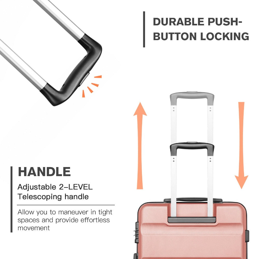 Diseño horizontal desnudo de gran capacidad con cerradura TSA ruedas giratorias maleta de shell duro ABS para regreso a clases regalo de vacaciones