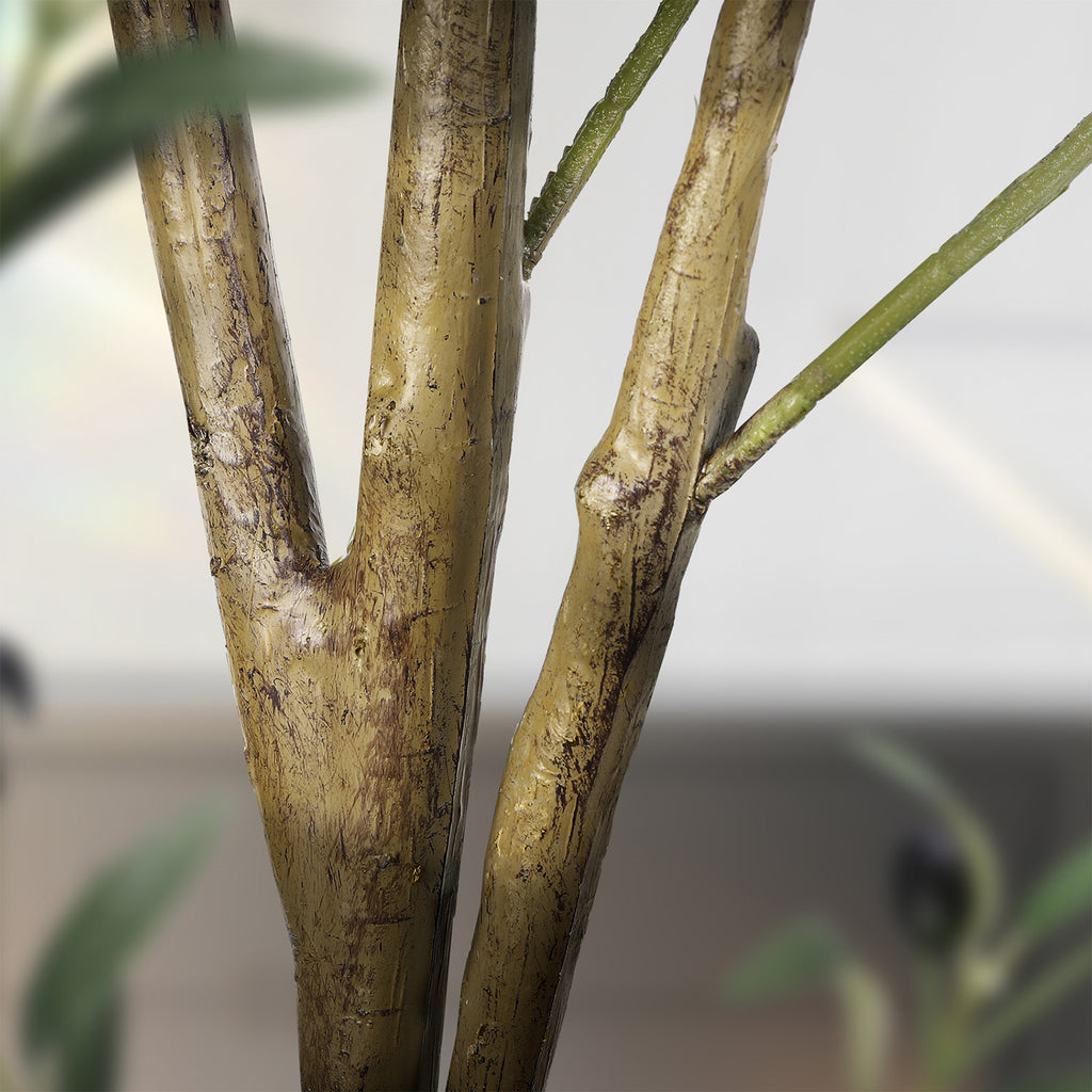 Árboles de olivo artificiales de 120/150/180/210 cm - Plantas de seda sintética con troncos de madera natural y frutos realistas, ideales para hogares, oficinas y salas de estar