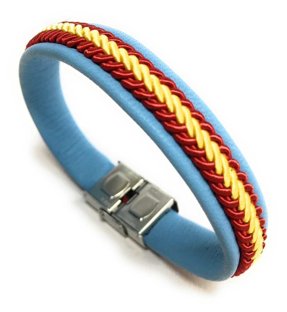 Pulsera De Piel Bandera De España (Hecho a Mano) | Complementos de Moda Unisex para Hombres y Mujeres de Estilo Atemporal y Elegante | Regalos Originales y Exclusivos