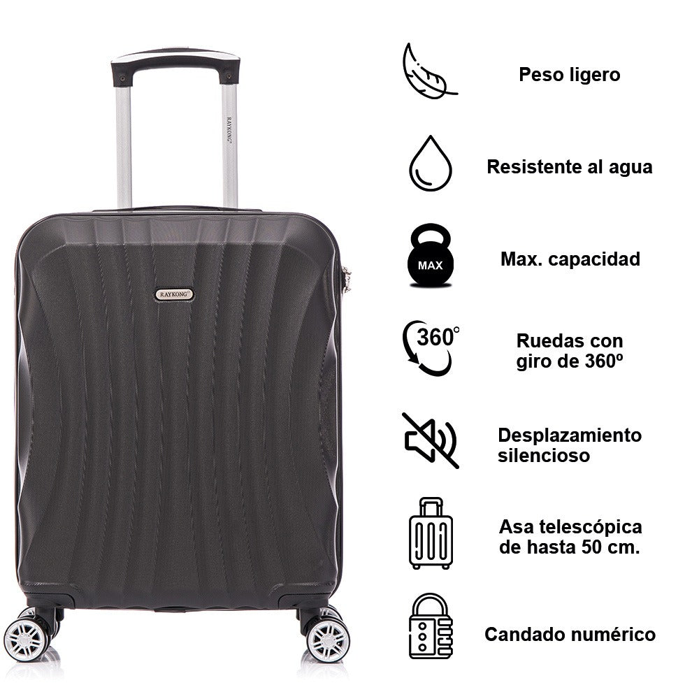 Maleta Cabina ABS 55x40x20cm (44L)- 20 Pulgadas - Negro/Azul/RosaDorado/Plateado/Amarillo/Rojo/Turquesa/Verde/Menta/Morada