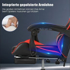 Silla de gaming con reposapiés, silla de gaming ergonómica, silla de ordenador con soporte lumbar, reposacabezas, sillas de PC de altura ajustable con asiento giratorio de 360° para oficina o gaming