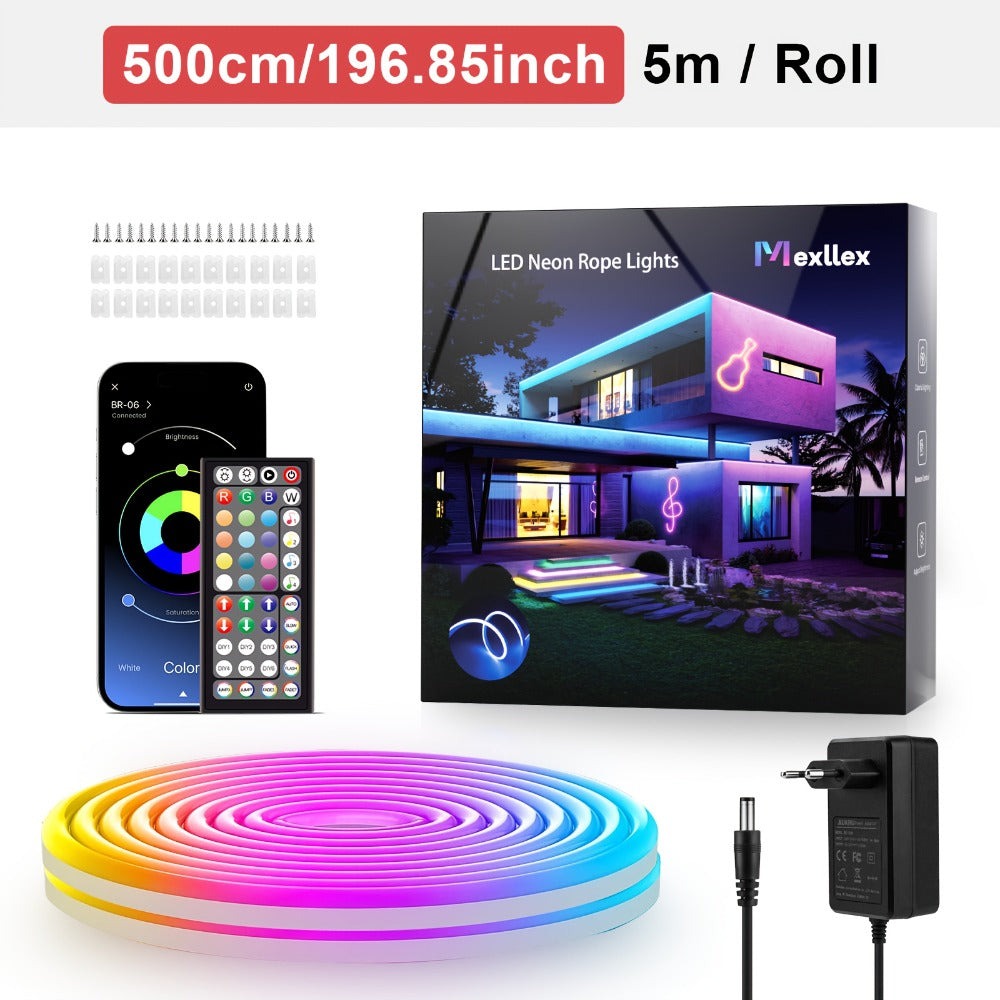Luces de cuerda LED con aplicación inteligente, mando a distancia de 44 teclas, cambio de color, sincronización con música, temporizador, DIY Sharpe, sala de juegos, decoración de Navidad