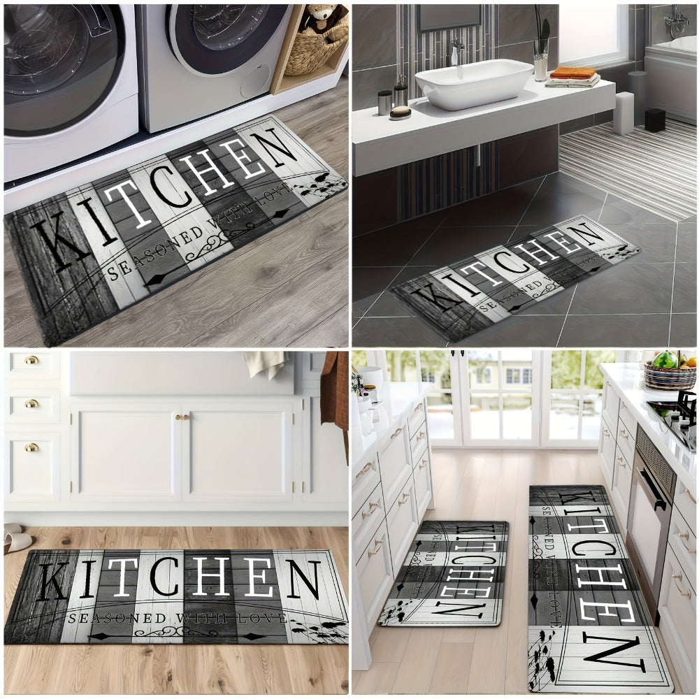 1 alfombra de cocina antideslizante premium - Alfombra de piso de poliéster duradera para cocina - Alfombra de pasillo, baño y cocina lavable y fácil de limpiar, accesorios de cocina - Decoración del hogar