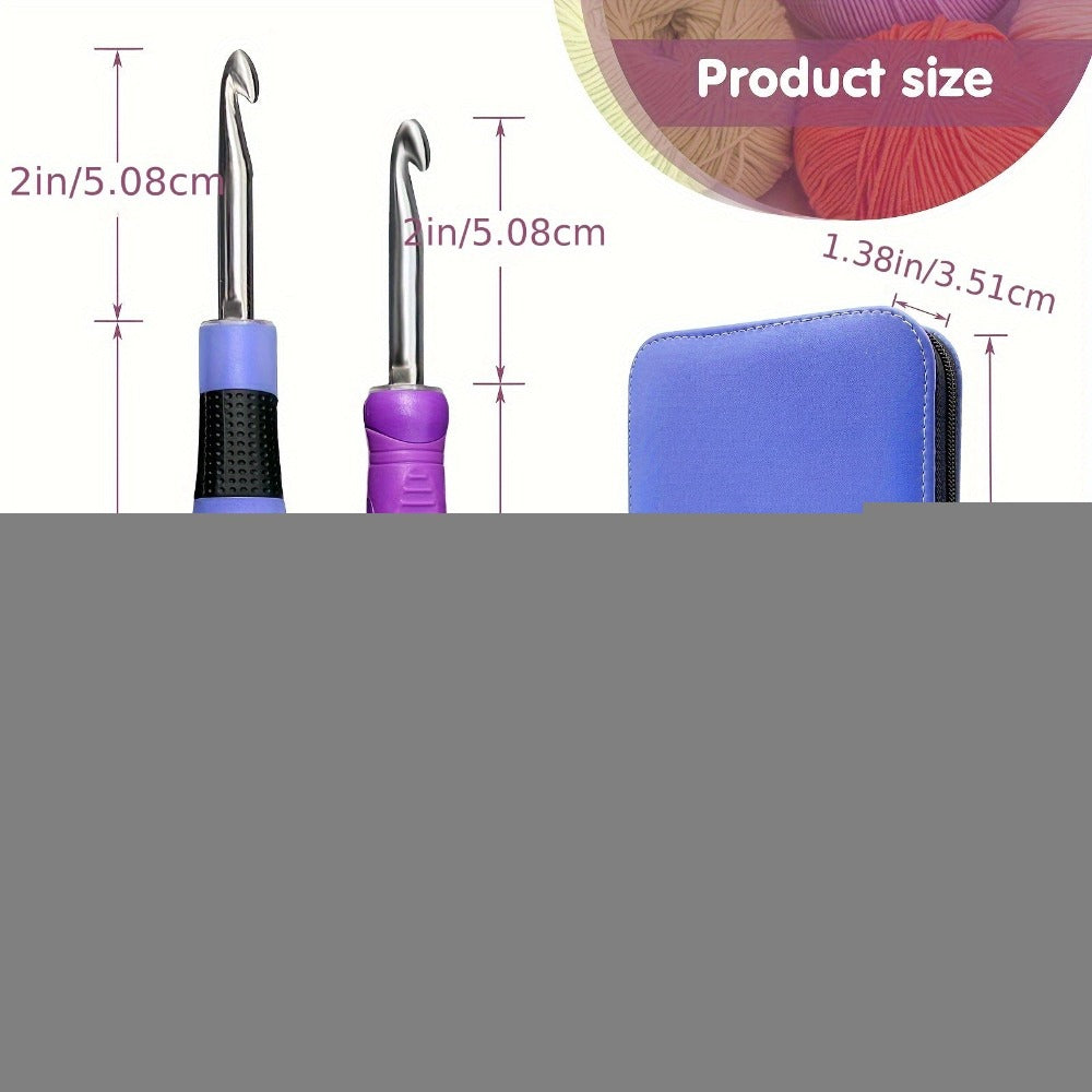 Juego de Ganchos para Crochet con Contador y Luz LED, 18 en 1, Incluye Llave Grande/Pequeña, Mango Extra y Bolsa de Almacenamiento, Ideal para Tejer y Crochet