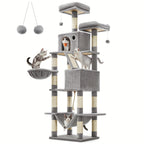 Torre rascadora para gatos 206 cm | Juego descanso y cuidado de las uñas