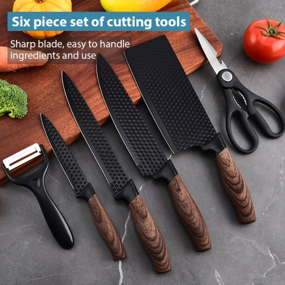 [Especial del Chef | Cuchillo de Cocina] Juego de 6 Cuchillos Profesionales Ultra Afilados, Cuchillo para Cortar Verduras, Cuchillo para Picar Carne, Cuchillo para Frutas, Tijeras Multiusos, Juego de Cuchillos de Cocina Adecuado para Hogar, Cocina, Cocina