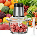 Picadora de carne eléctrica de 1600 vatios con cortador de alimentos multifunción, incluye un contenedor de vidrio de 2 litros y 4 cuchillas de acero inoxidable, 2 velocidades para carne, frutas, verduras, nueces, zanahorias y uso general en la cocina