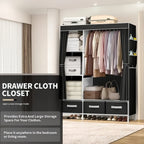 Armario portátil simple, diseño de gran capacidad, armario de almacenamiento multicapa, almacenamiento de ropa, armario portátil, diseño plegable, organizador de ropa con 6 armarios de almacenamiento y 2 zonas para colgar, plegable, apto para dormitorio,