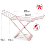 Tendedero Plegable con Alas, 20 Metros de Superficie de Tendido, Hecho de Resina Resistente al Sol y a la Intemperie, 180 x 108 x 55 cm - Dekohome