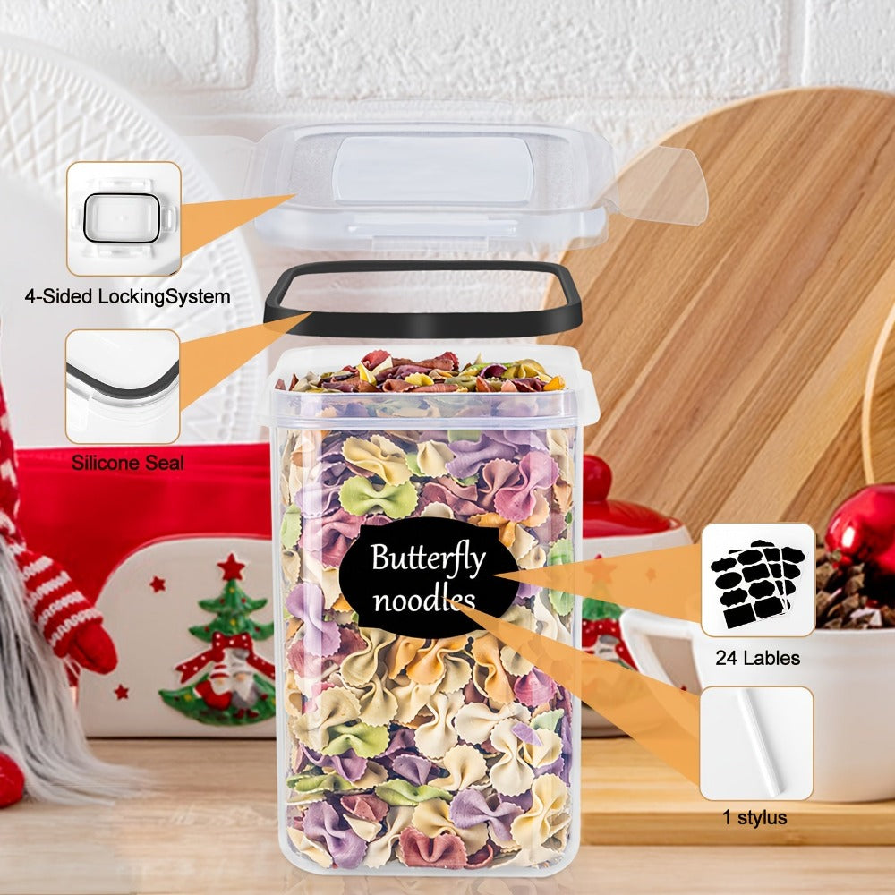 Contenedor de Cocina, Juego de 24 Piezas de Contenedores para la Cocina, Almacenamiento de Alimentos Sellado en Plástico con Tapa, Utilizado para Guardar Granos y Arroz