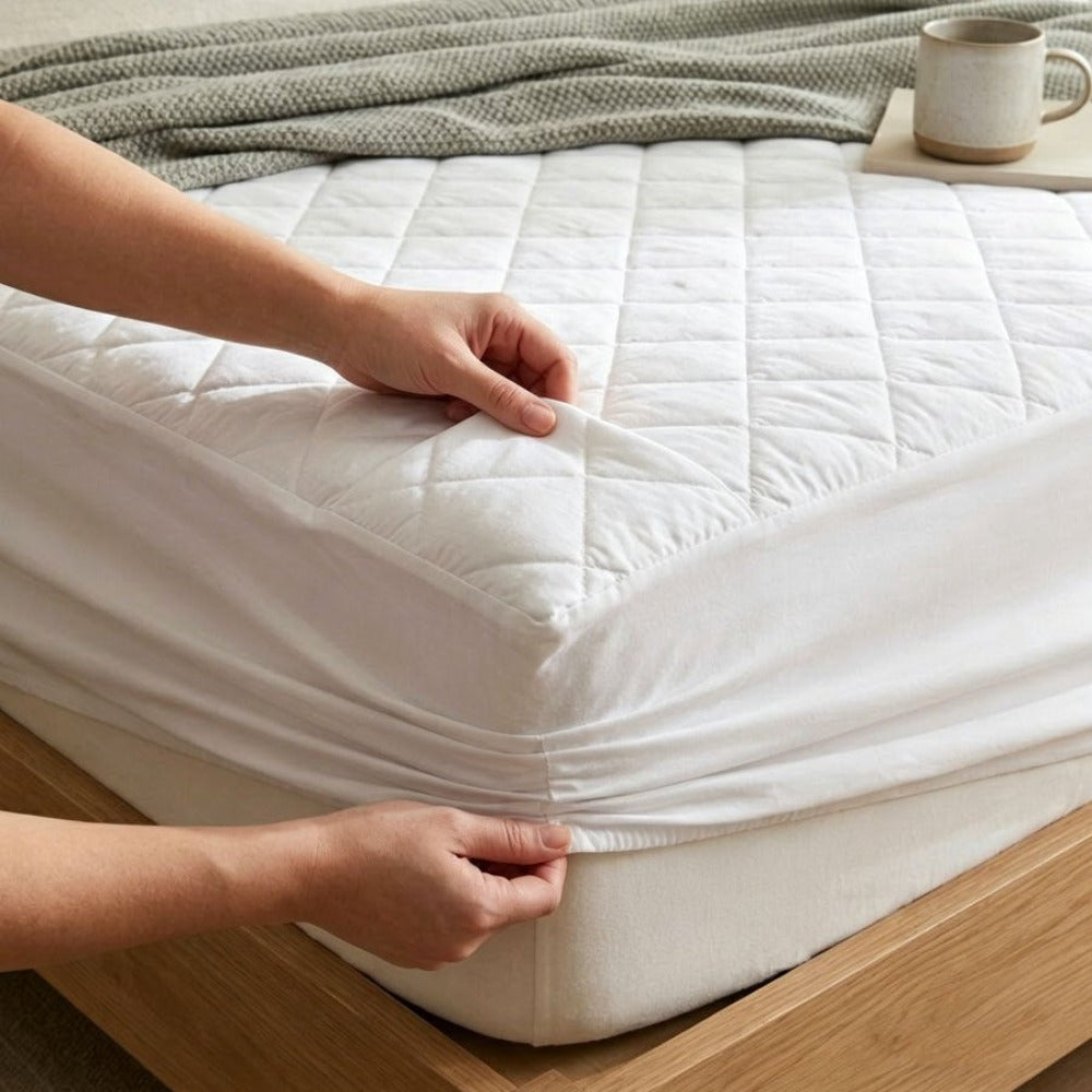 Protector De Colchón, Funda De Colchón Grande De Varios Tamaños, Impermeable, Transpirable, Suave, Impresa, Lavable A Máquina, Blanco