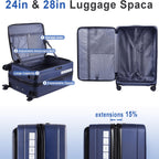 Maleta de Viaje Expandible ABS para PC con Tapa Abatible y Cierre TSA, Spinner, Rígida y Ligera para Llevar a Bordo