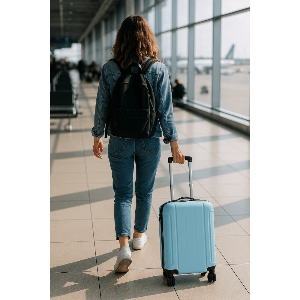 Maleta Avión Equipaje de Mano Viaje Cabina Trolley ABS Rígida 4 Ruedas Maleta de cabina rigida con asa telescopica 55x35x20CM